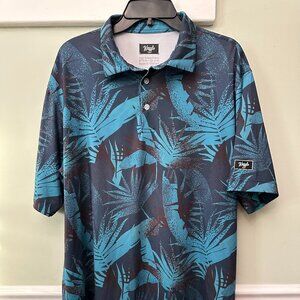 Waggle Golf Polo Shirt Mens 2XL Blue Palms Performance Stretch